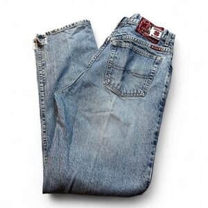 Vintage Lucky Brand 91 Dungarees Blue Jeans 34 Relaxed Fit Long Length Zip Fly